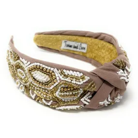 Hand Beaded Neutral Knot Headband