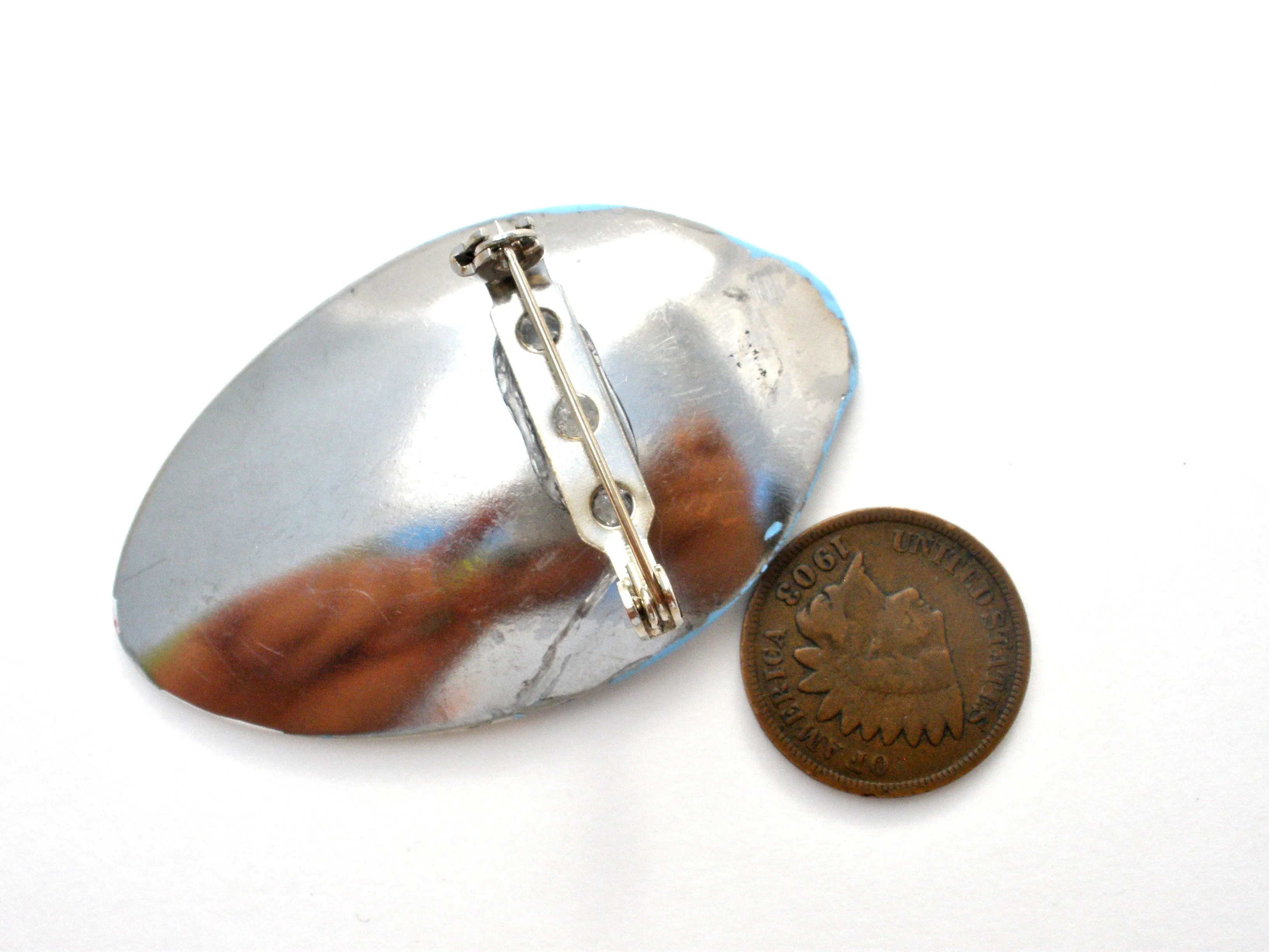 Hand Painted Christmas Tree Spoon Brooch