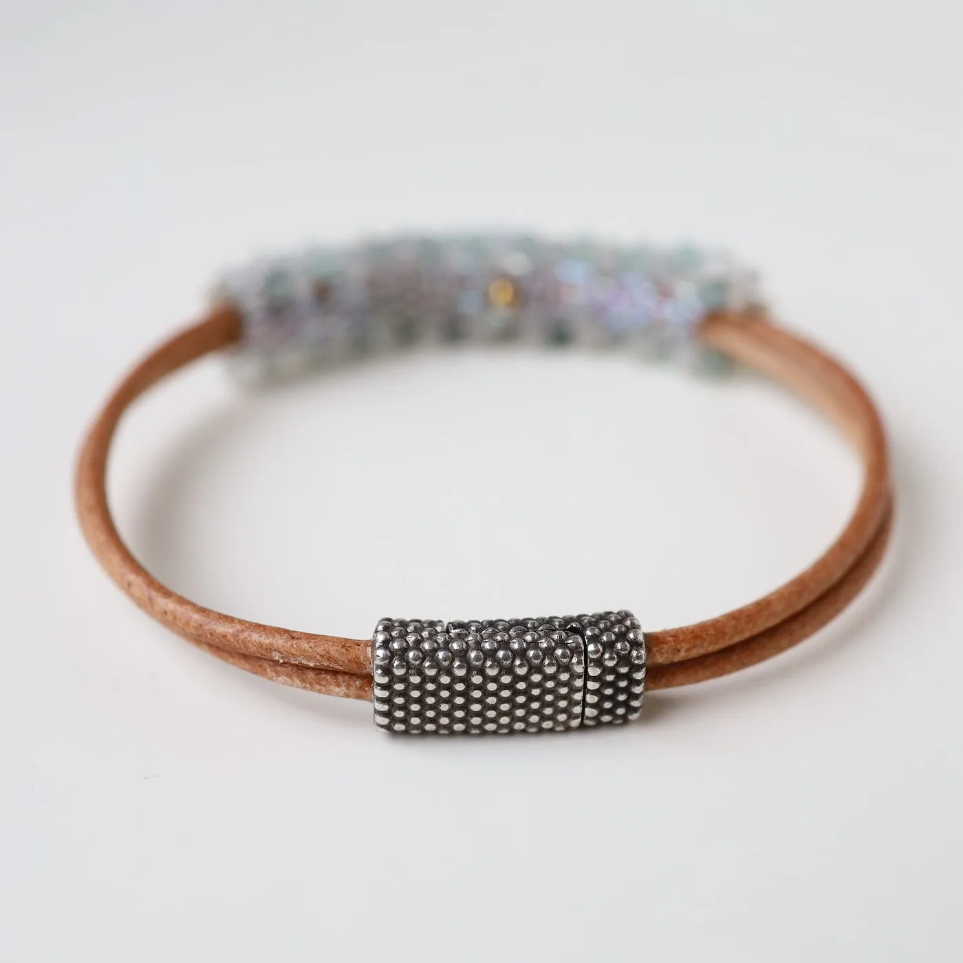 Hand Stitched Moonstone & Aquamarine Mix Bracelet