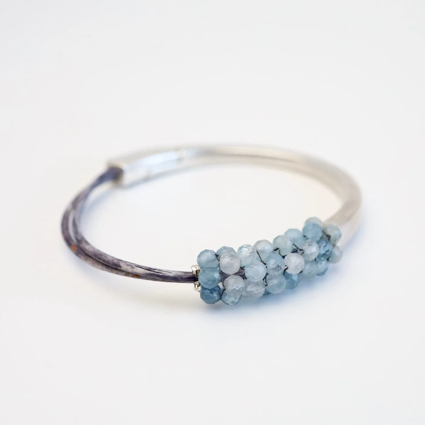 Hand Stitched Shaded Aquamarine 1.2 Cuff Bracelet