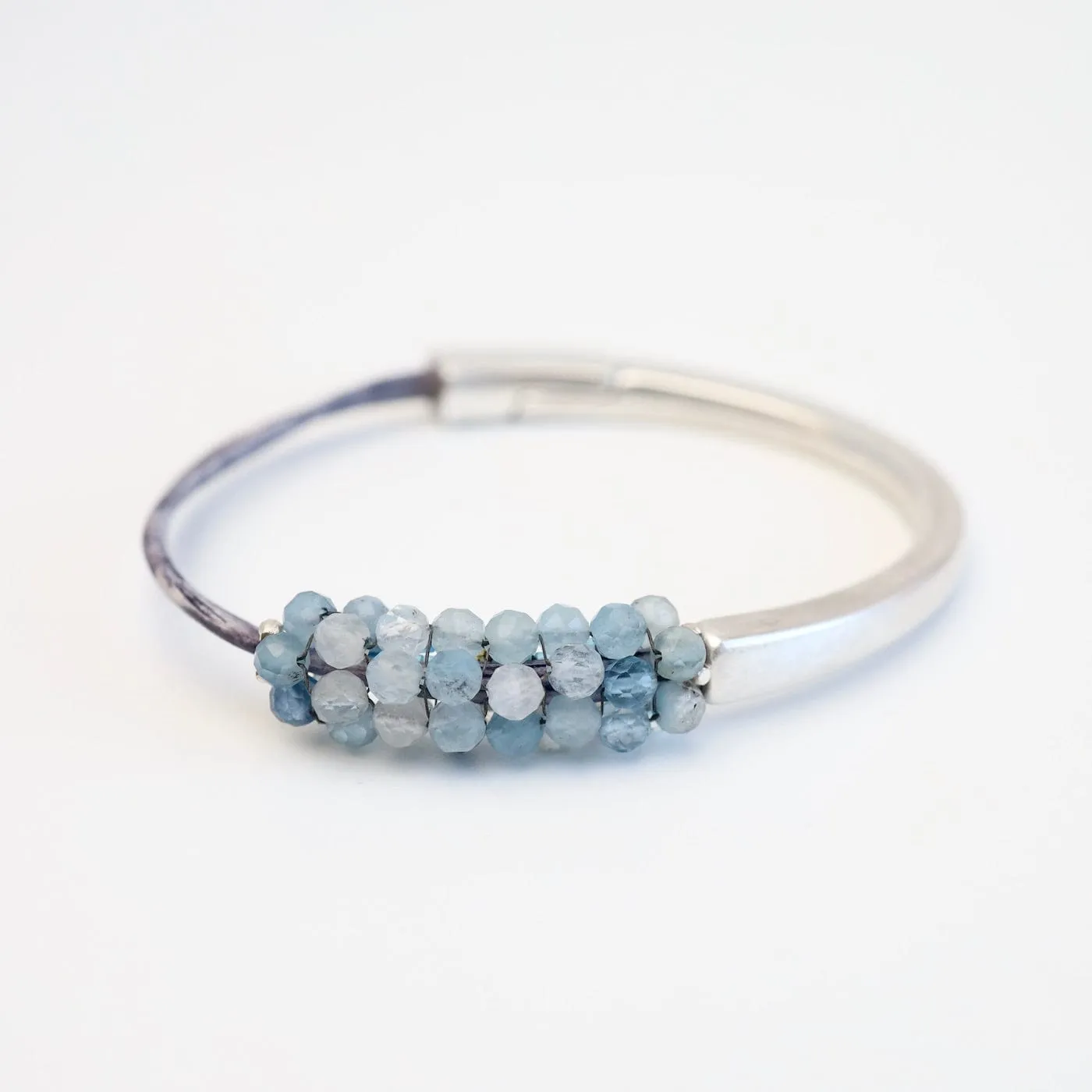 Hand Stitched Shaded Aquamarine 1.2 Cuff Bracelet