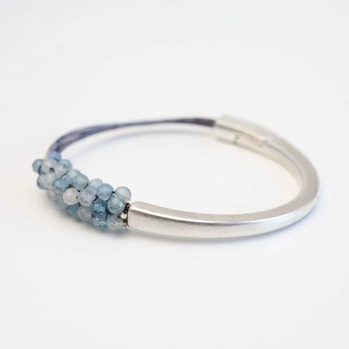 Hand Stitched Shaded Aquamarine 1.2 Cuff Bracelet