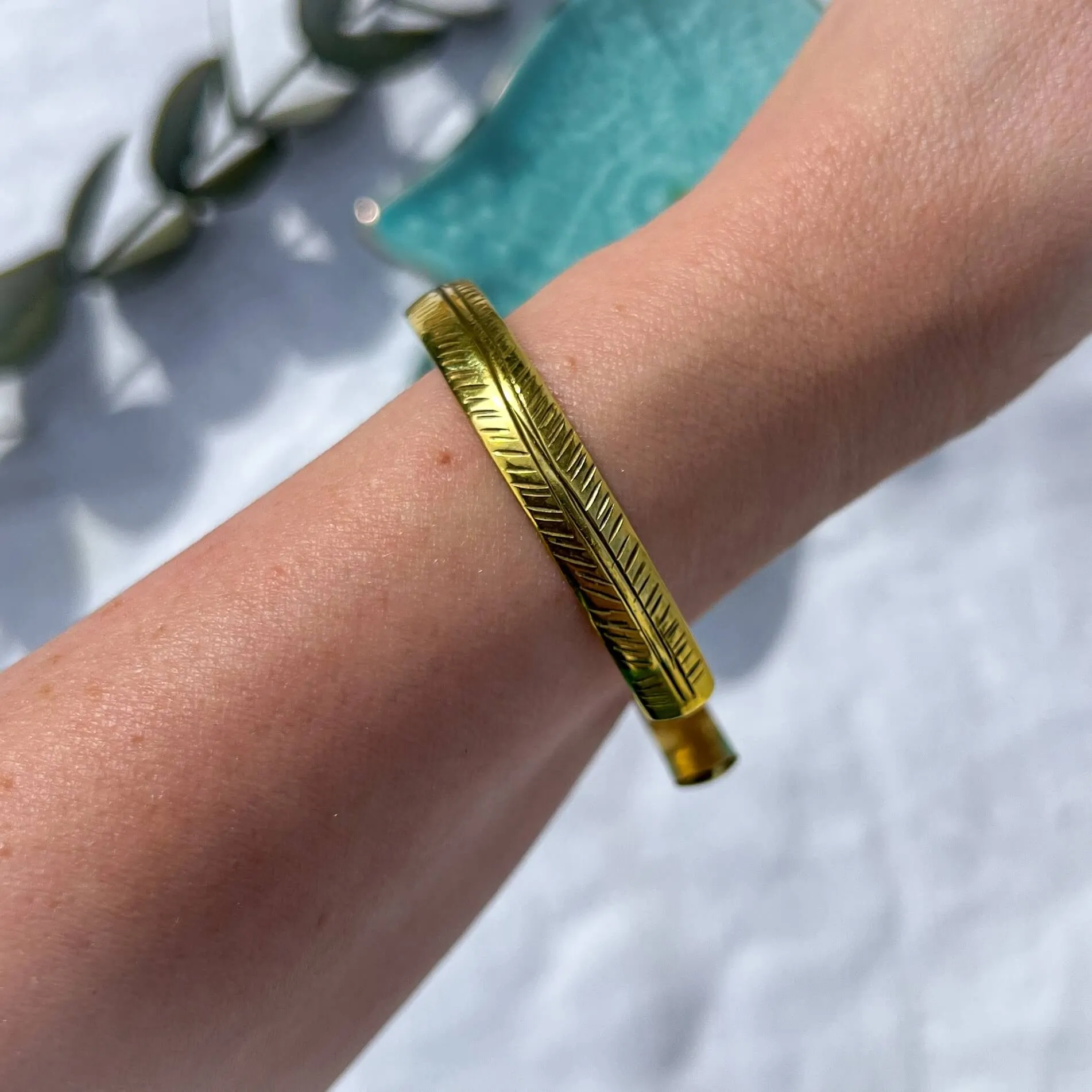 Handcrafted Nepalese Brass Leaf Bracelet