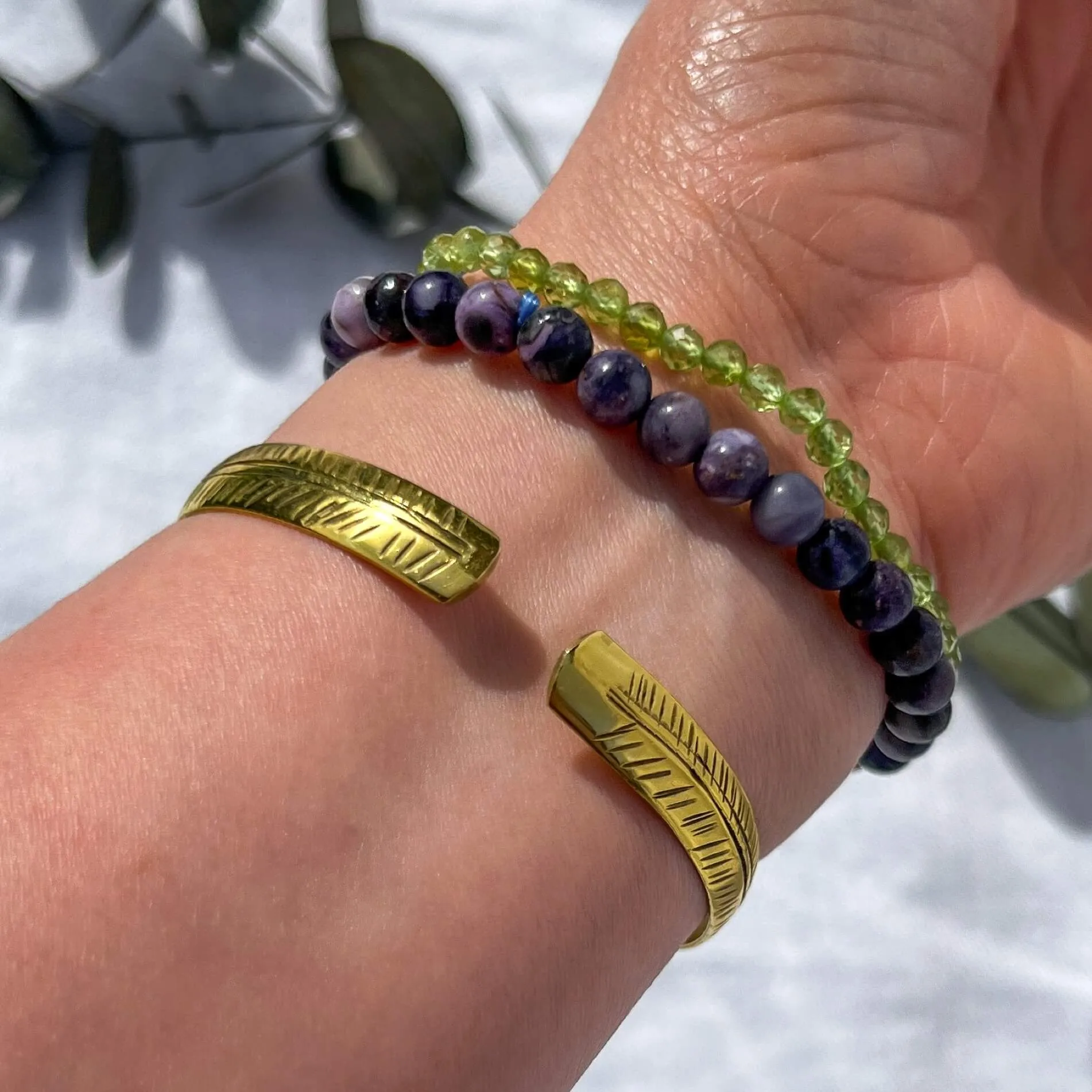 Handcrafted Nepalese Brass Leaf Bracelet