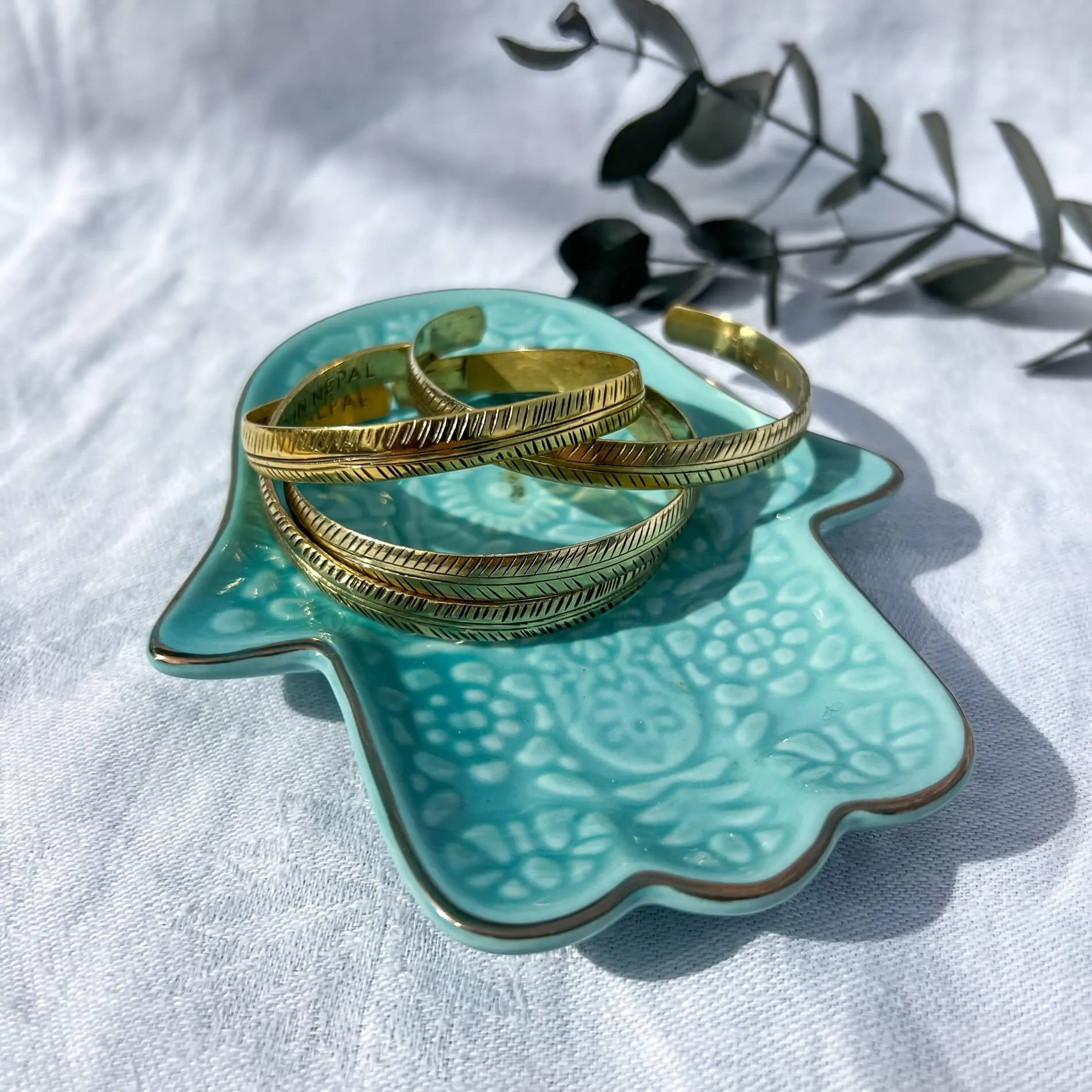 Handcrafted Nepalese Brass Leaf Bracelet