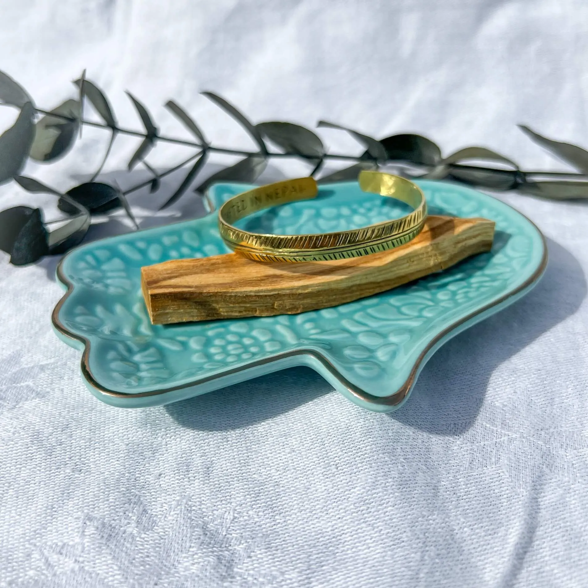 Handcrafted Nepalese Brass Leaf Bracelet