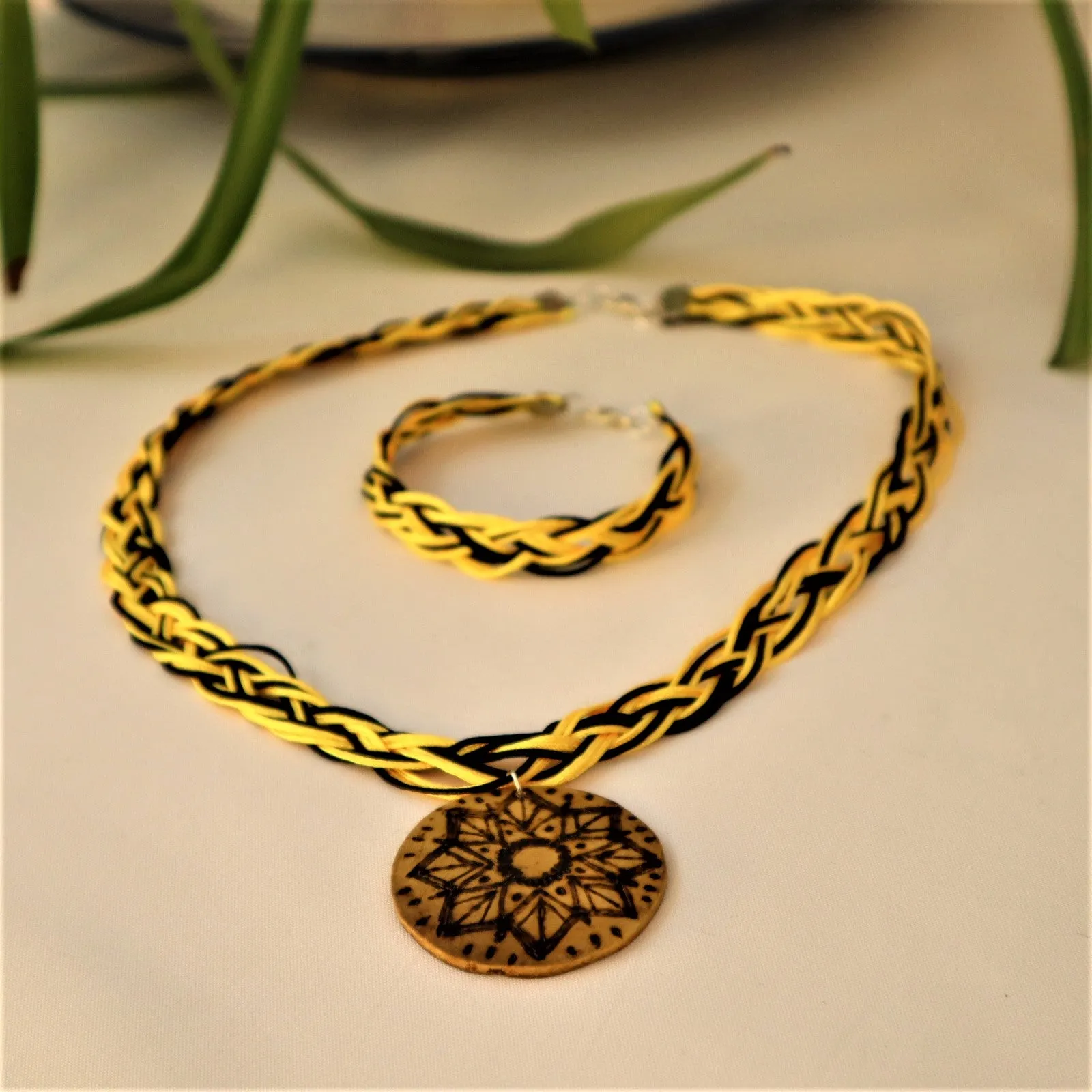 Handmade Multicolored Thread Necklace Set