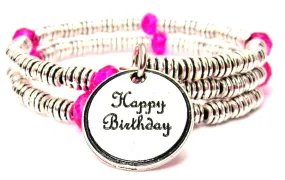 Happy Birthday Circle Curly Coil Wrap Style Bangle Bracelet