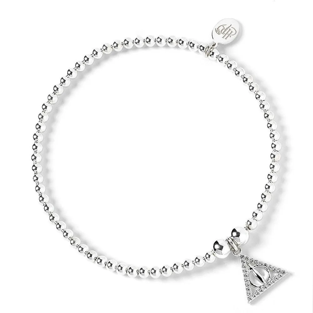 Harry Potter Sterling Silver Crystal Bracelet - Deathly Hallows Charm