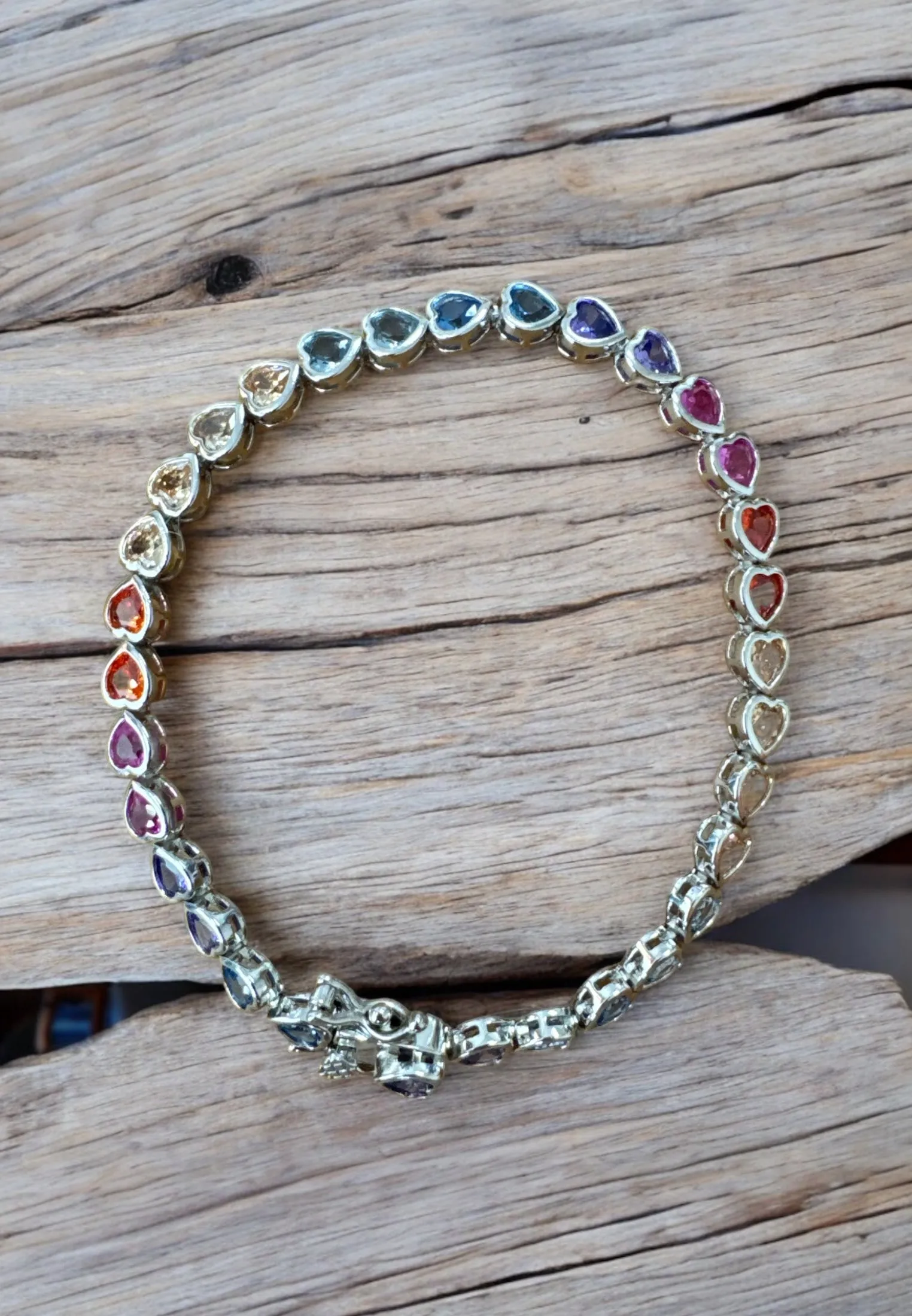 Heart Garland Tennis Bracelet Multicoloured Silver