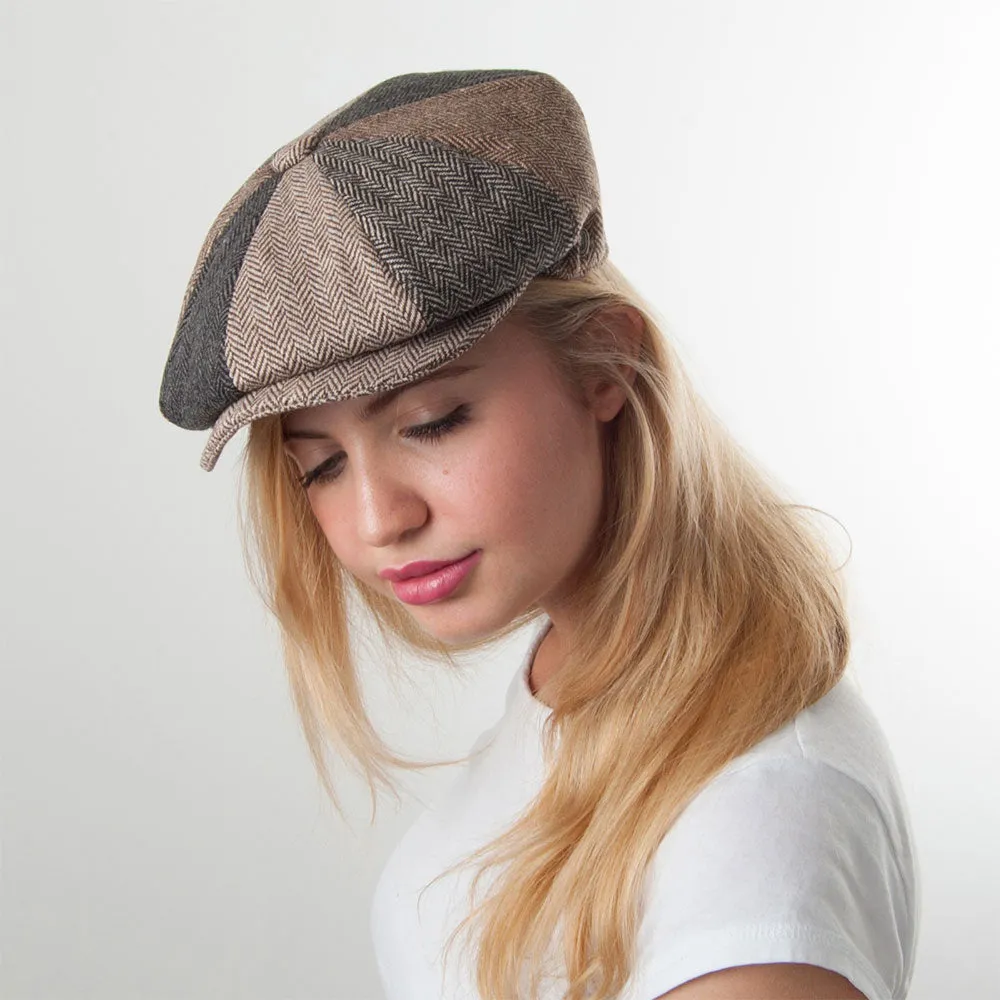 Herringbone Patch Newsboy Cap Multi-Coloured Wholesale Pack
