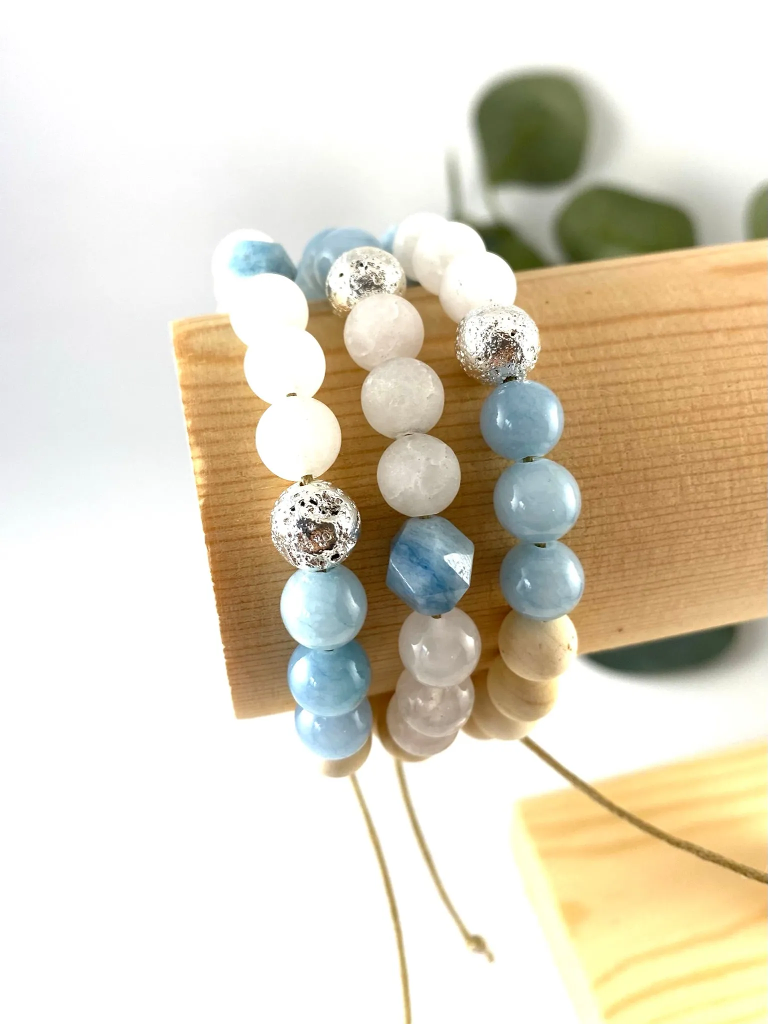 Jade Blues Stone Diffuser Bracelet Aquamarine