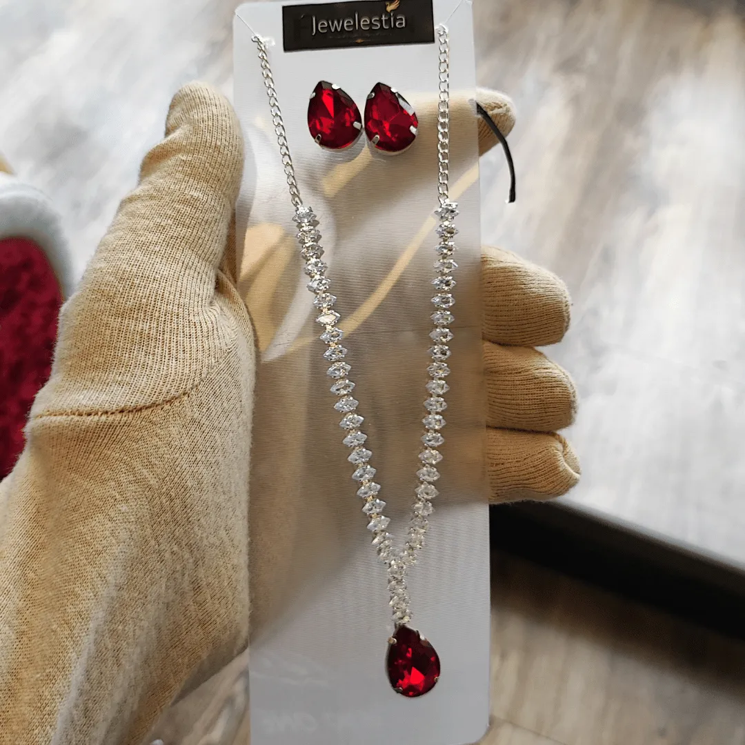 Jewelestia Ruby Radiance Necklace Set