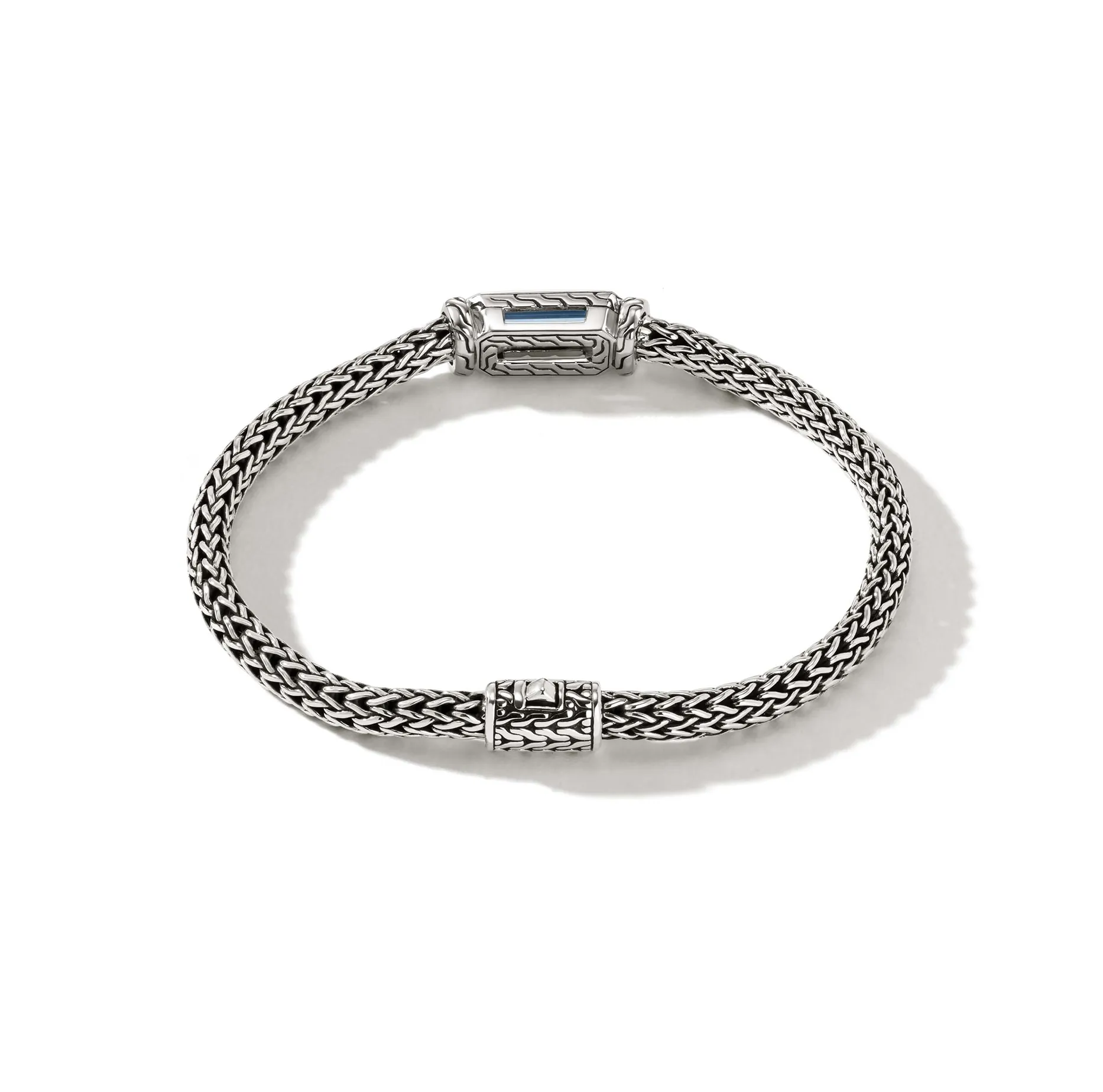 John Hardy Classic Chain Silver Chain Bracelet with Aquamarine, 5mm