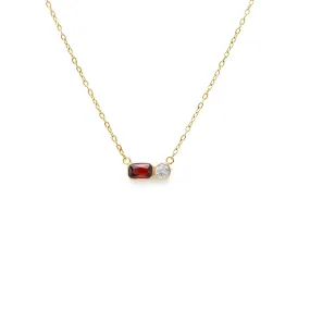 July Ruby Birthstone Necklace - Yellow Gold