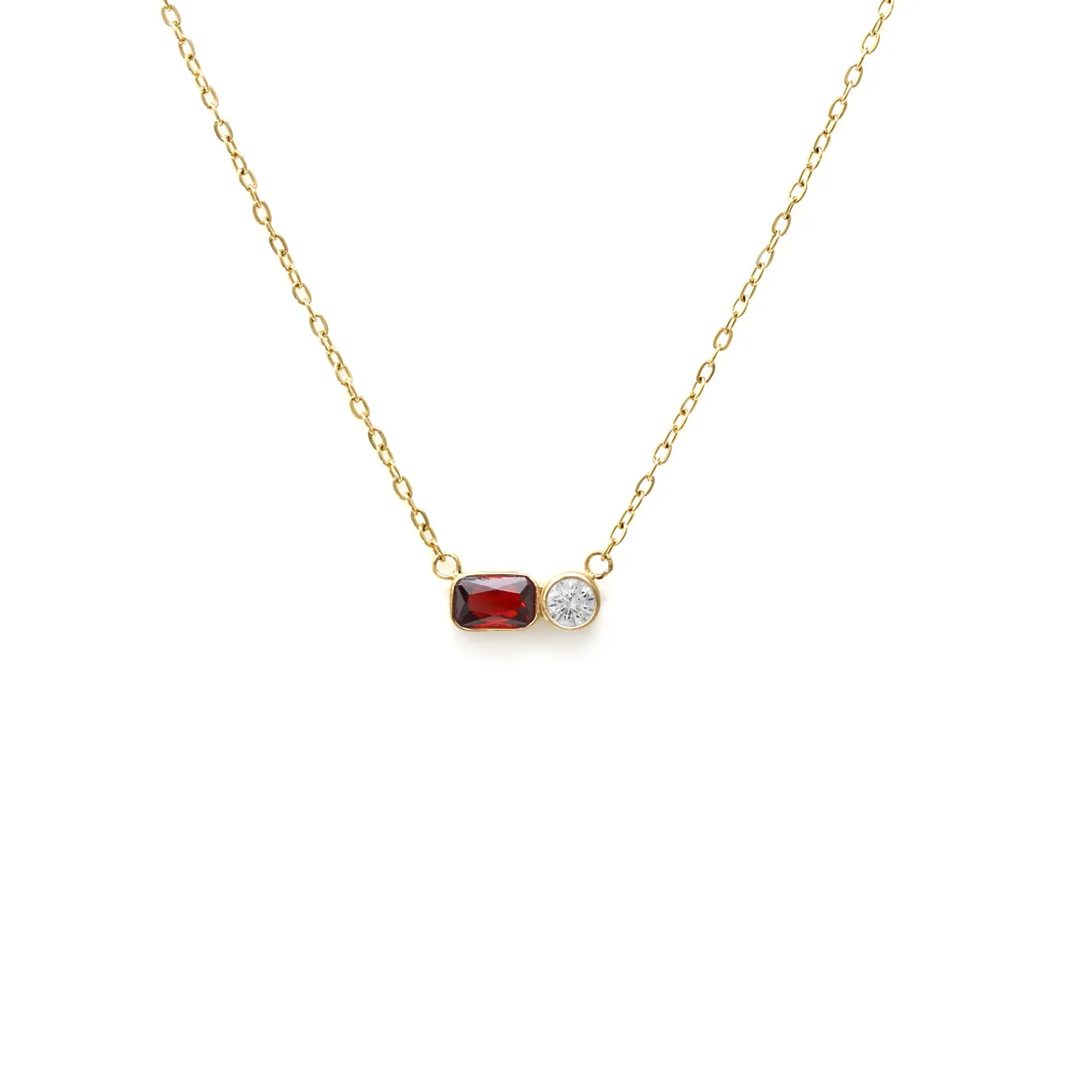 July Ruby Birthstone Necklace - Yellow Gold