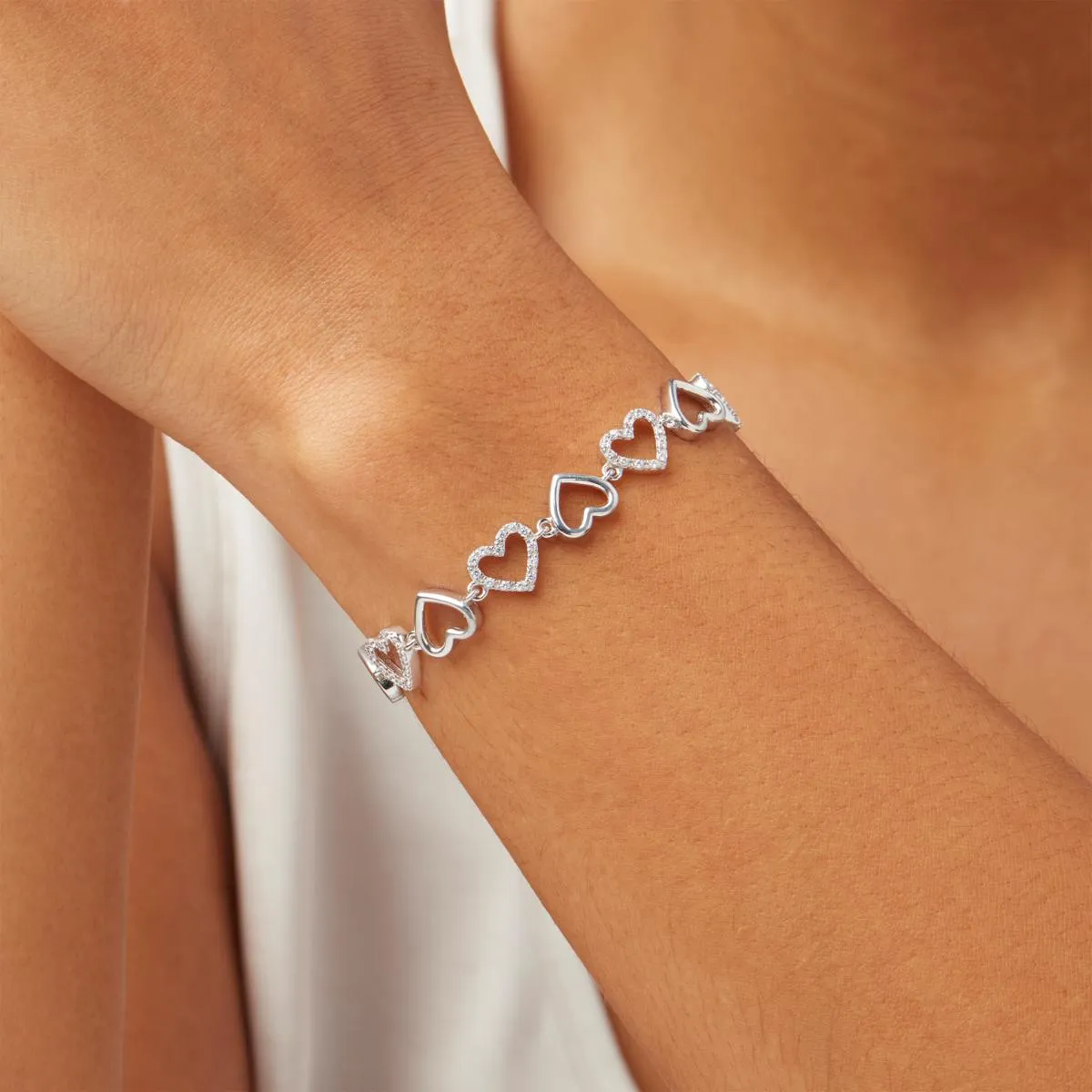 Katharine McPhee Heart Link Bracelet - Sterling Silver