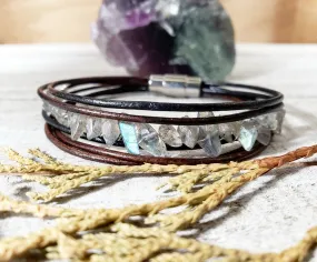 Labradorite leather bracelet