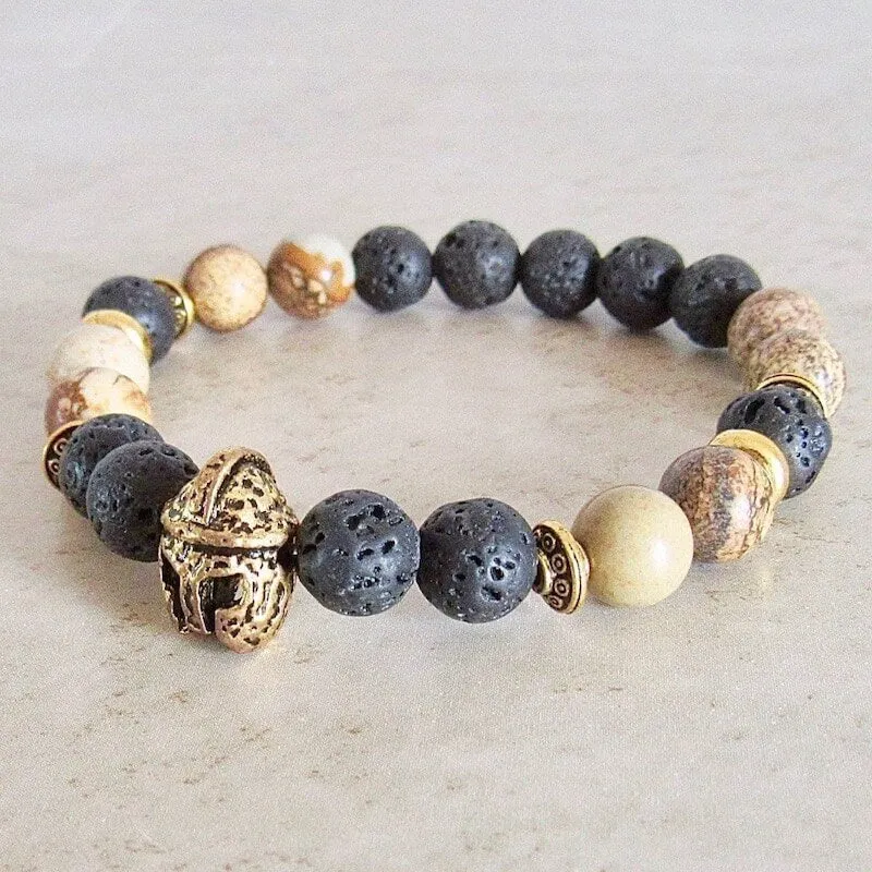 Lava Stone and Picture Jasper Bracelet
