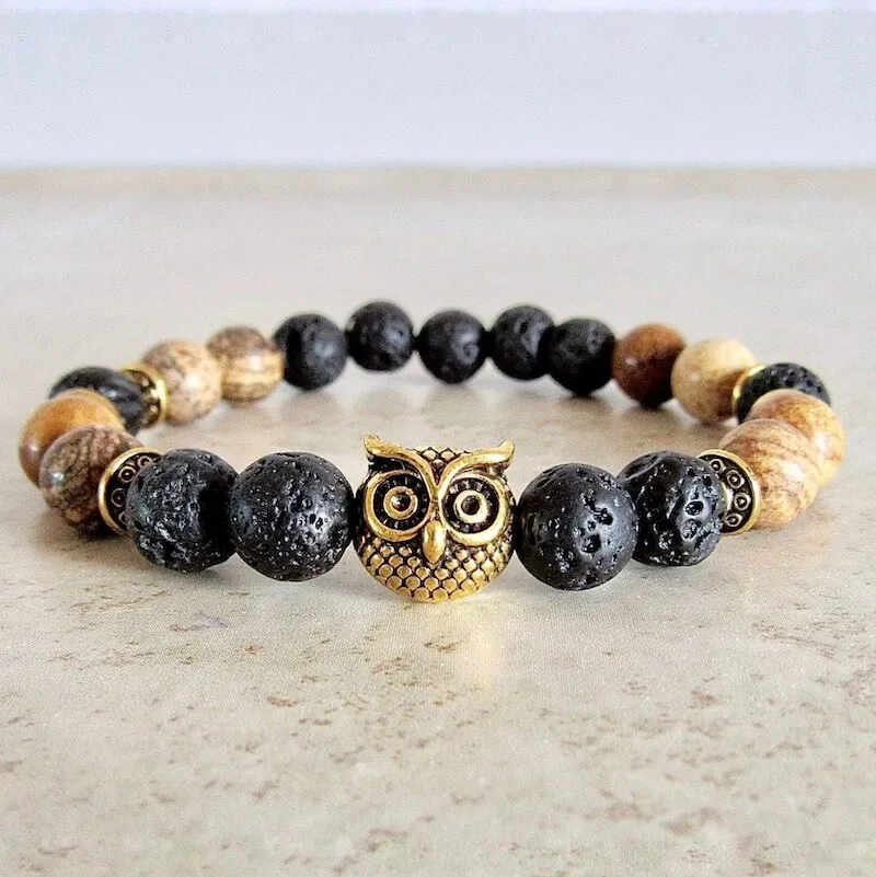 Lava Stone and Picture Jasper Bracelet
