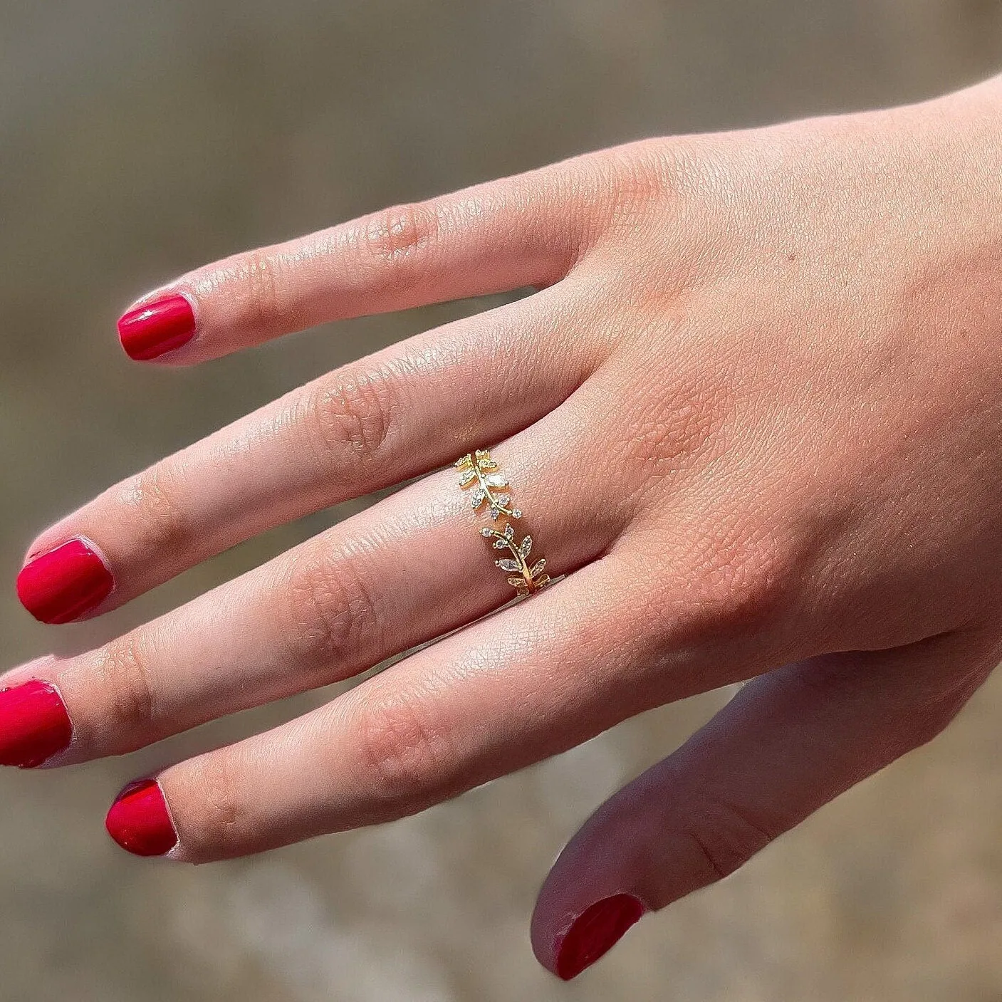 Leaf Ring | Adjustable 925 Sterling Silver Cubic Zirconia Ring