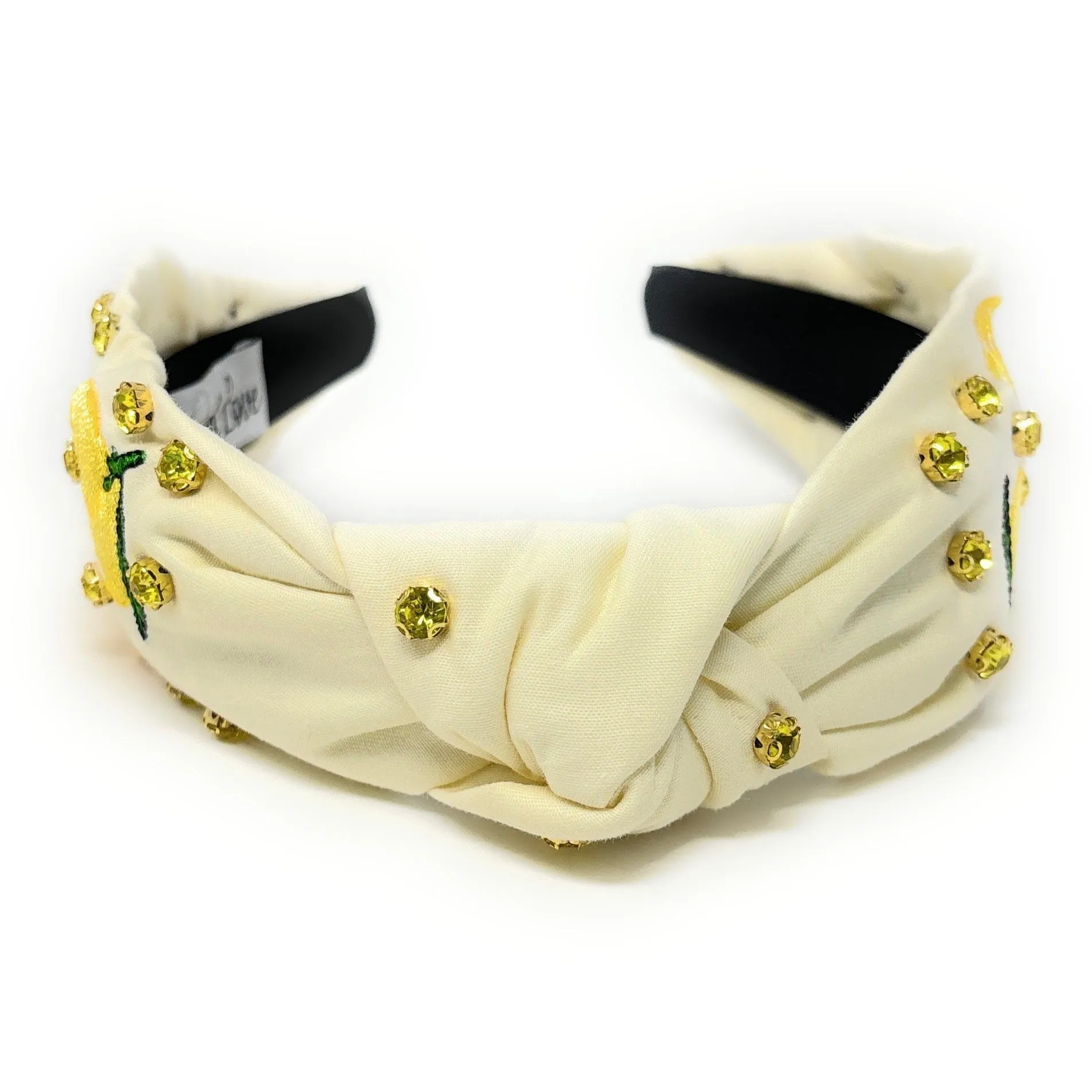 Lemon Embroidered Jeweled knot Headband