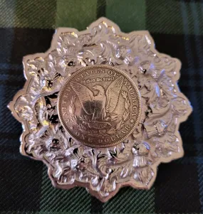 Liberty Eagle Conch Coin on Chrome Brooch