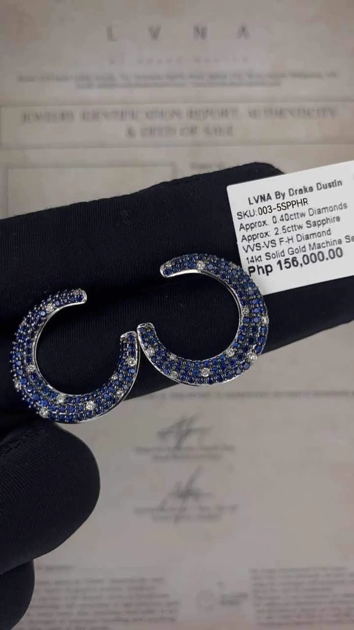 #LVNA2024 | Blue Sapphire Gemstones Paved Overlap Diamond Earrings 14kt