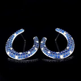 #LVNA2024 | Blue Sapphire Gemstones Paved Overlap Diamond Earrings 14kt