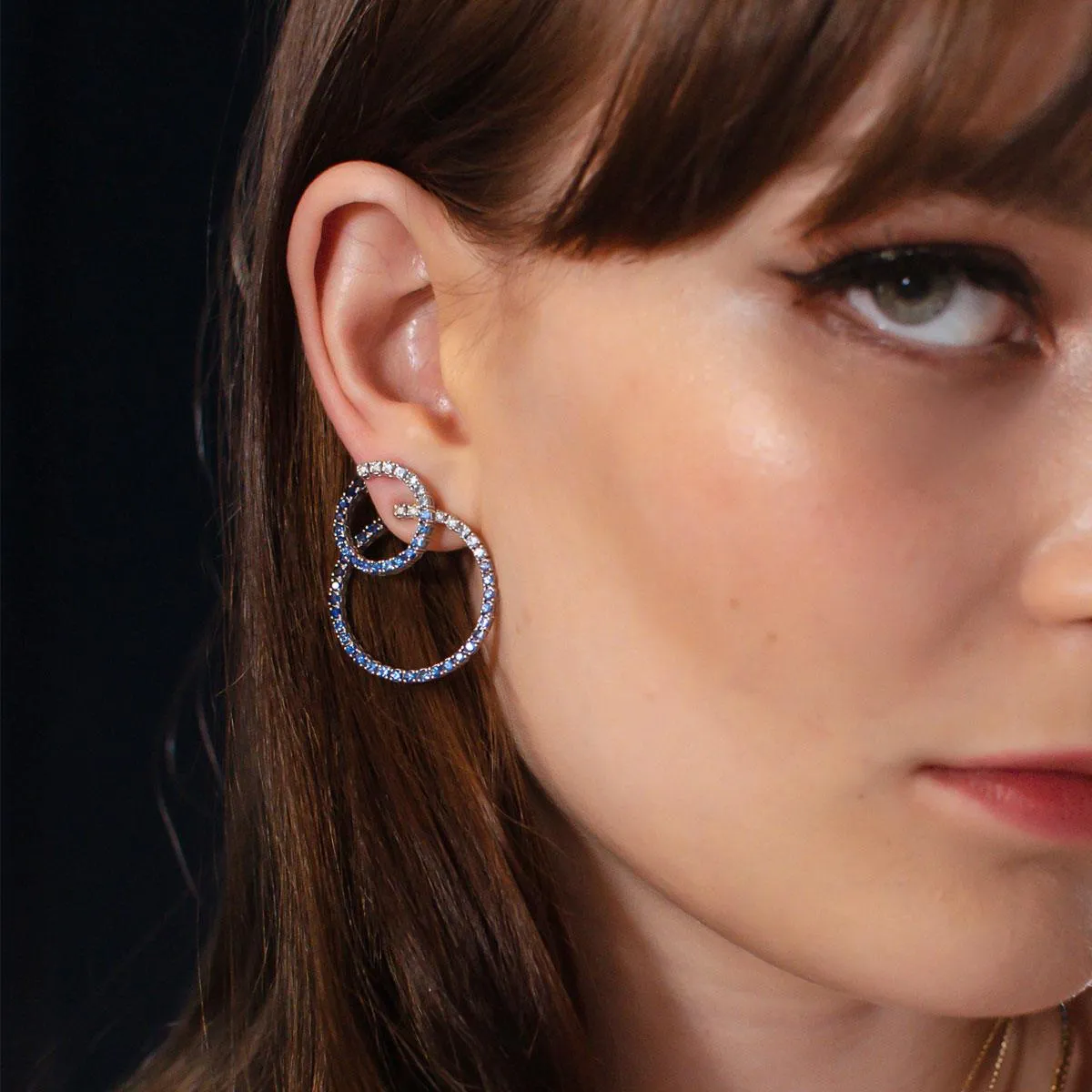 Mama Open Hoop Earrings | 7.0GMS 2.92CTW | Blue Sapphire