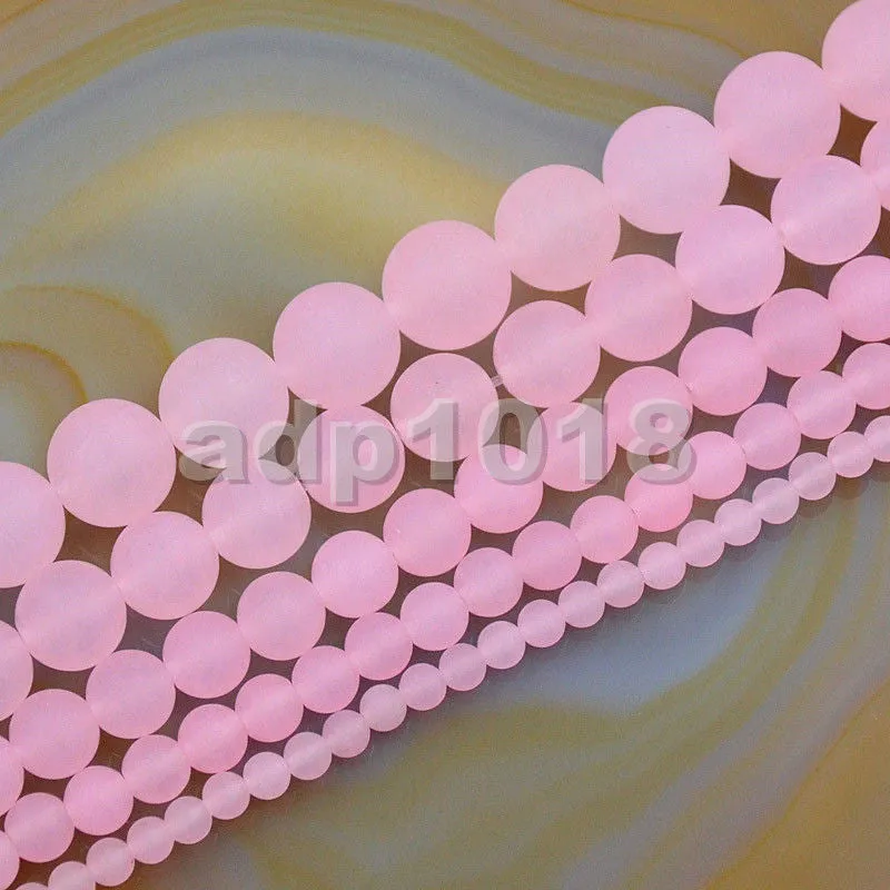 Matte Natural Jade Gemstone Round Loose Beads on a 15.5" Strand
