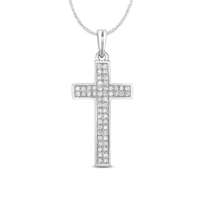 Men's Diamond Cross Necklace in Solid White Gold