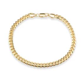 Miami Cuban Bracelet Dipped in 14k Yellow Gold, Solid Bracelet Available in 8 Inches or Adjustable Length 7 - 8 inches, Made In Italy in Sterling Silver