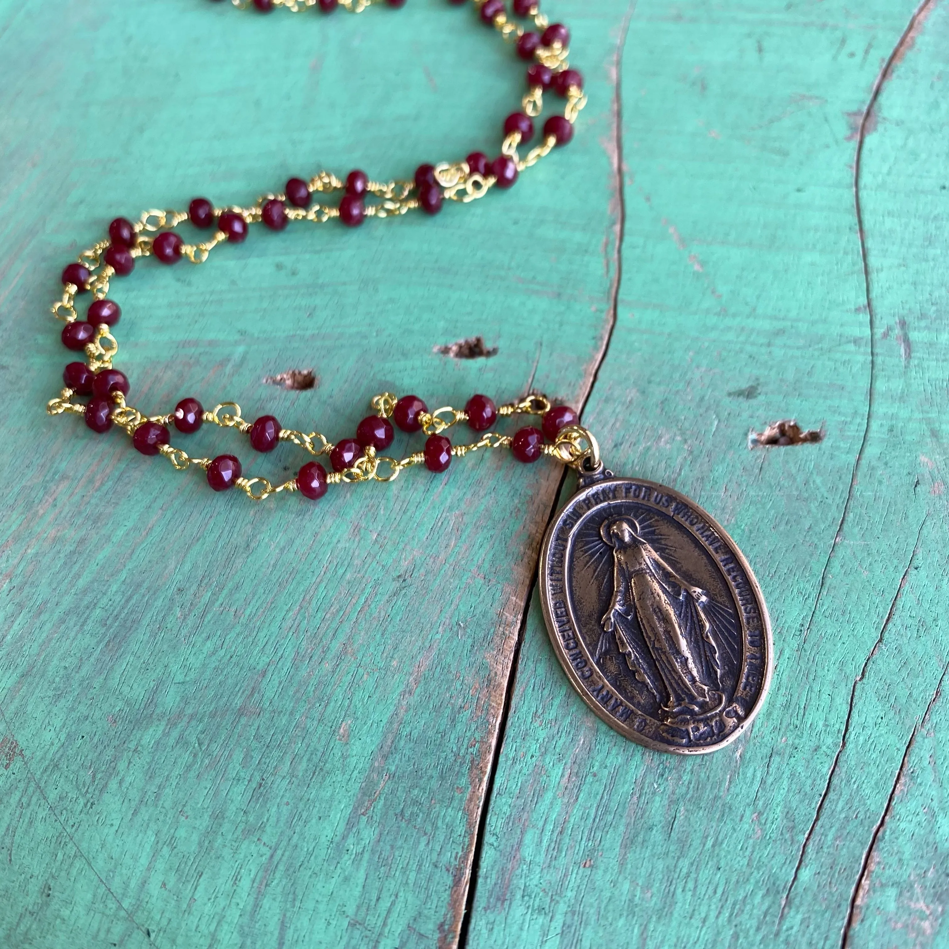 Miraculous Medal Ruby Red Set
