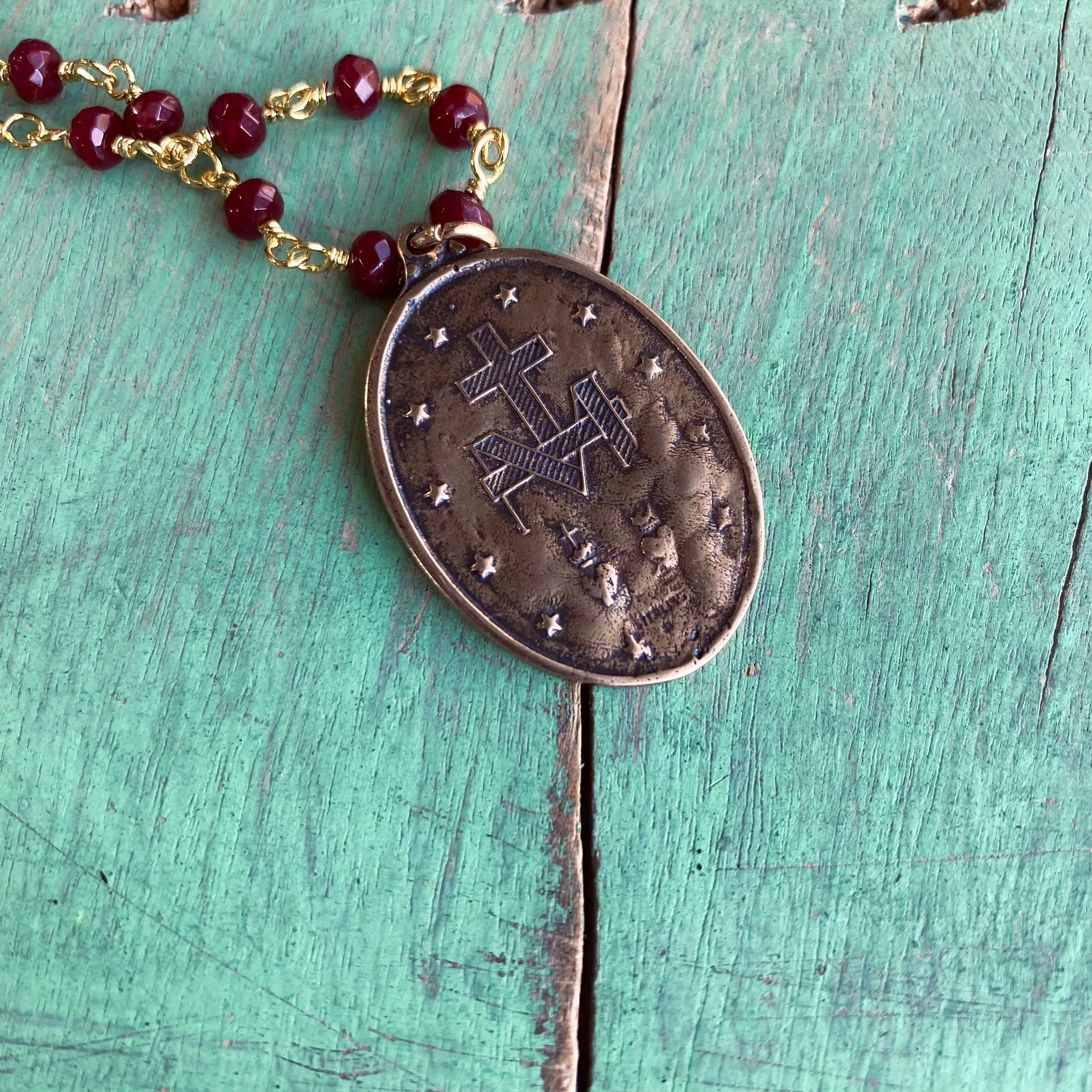 Miraculous Medal Ruby Red Set