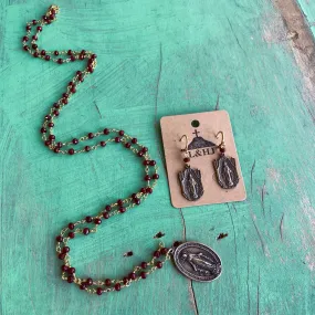 Miraculous Medal Ruby Red Set