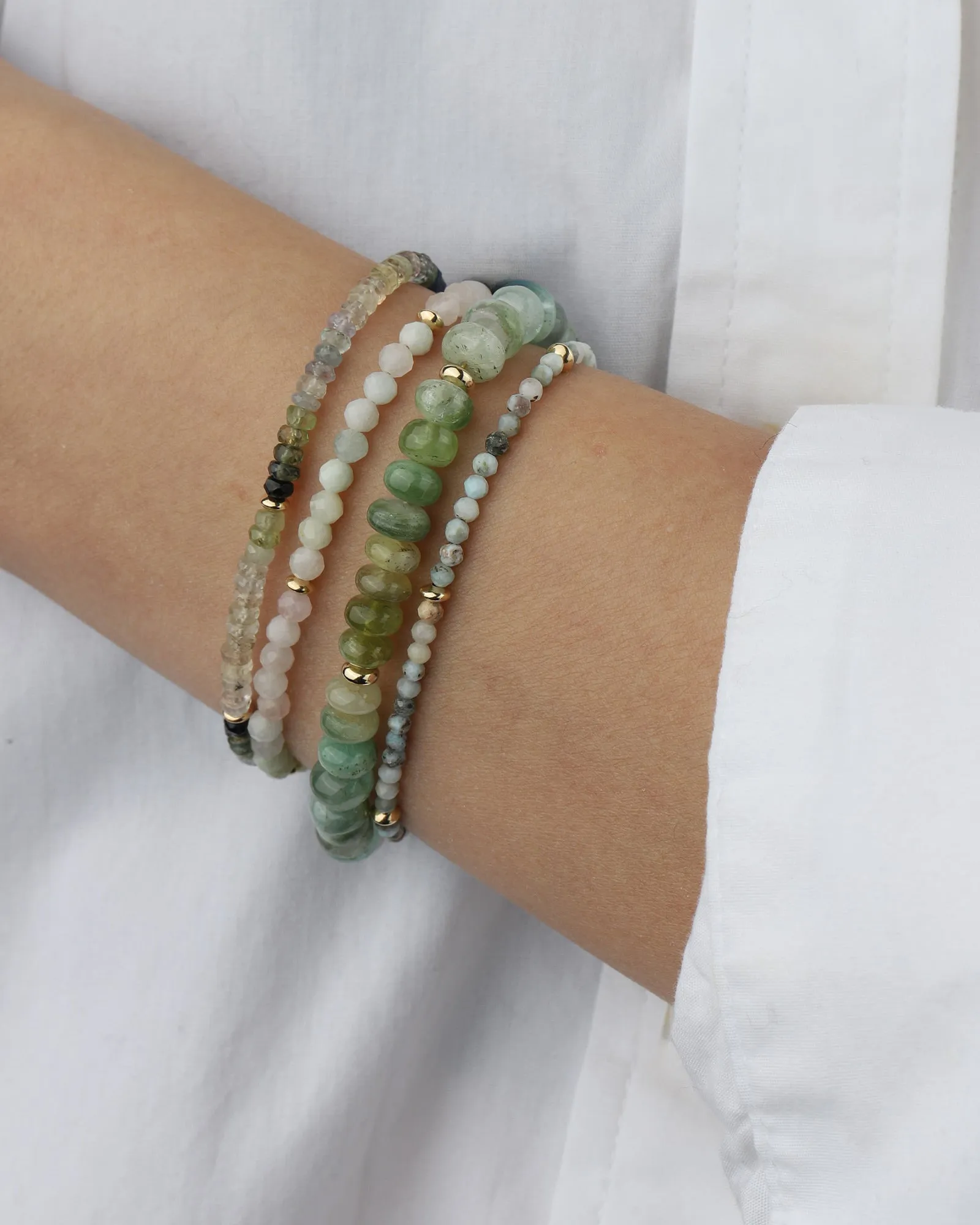 Mix Stone Three Saucer Bracelet | 4mm