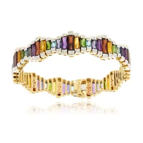Mixed Gemstone & Diamond Flexing Tennis Bracelet