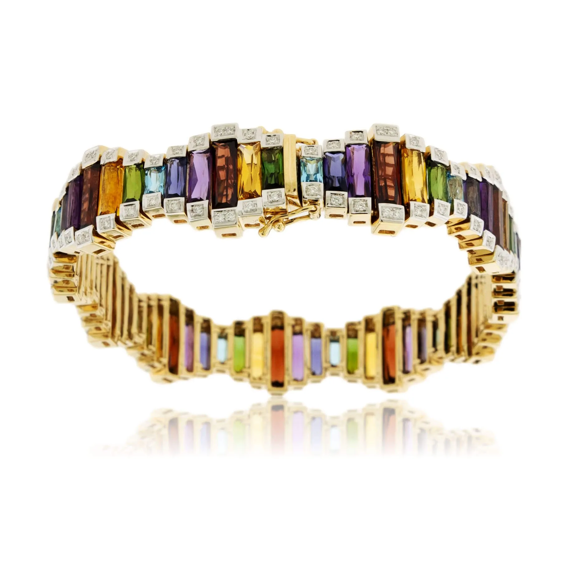 Mixed Gemstone & Diamond Flexing Tennis Bracelet
