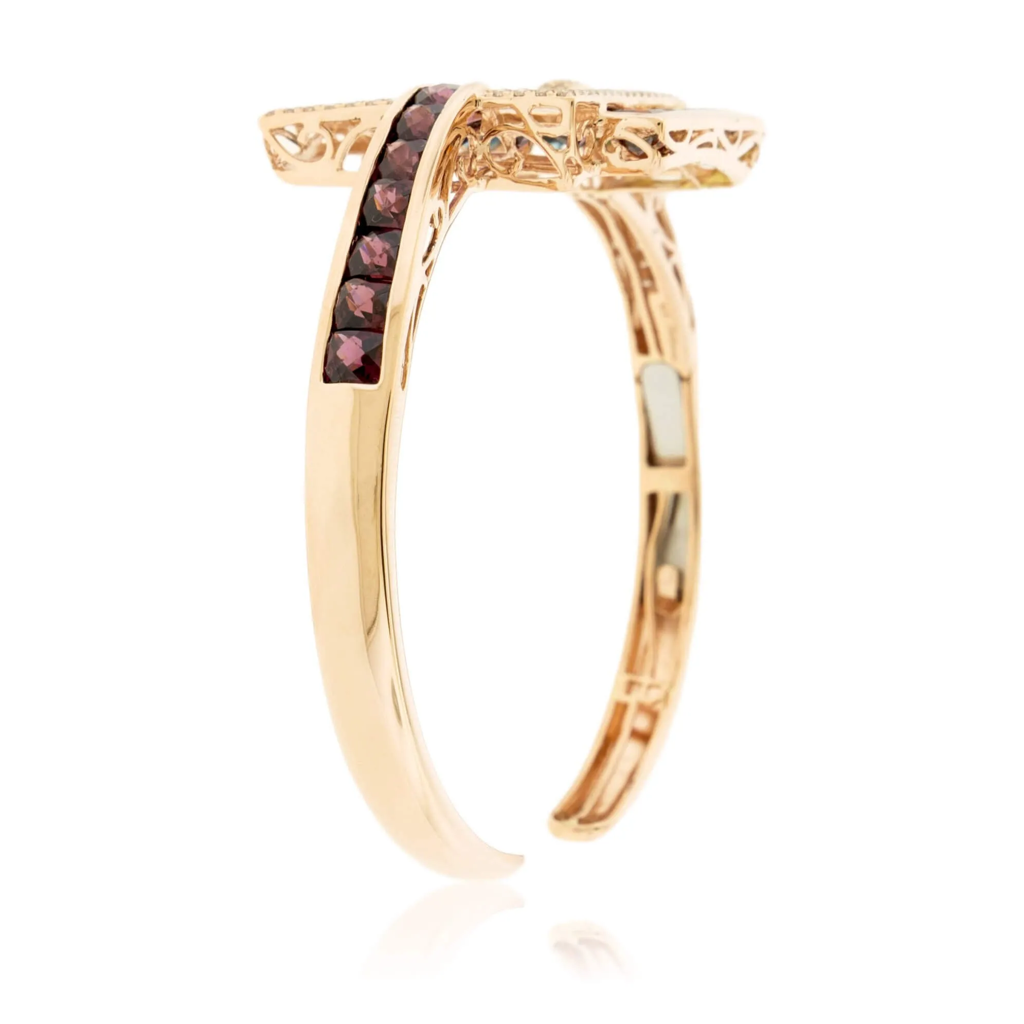 Mixed Gemstone & Diamond Square Flexing Bangle Bracelet