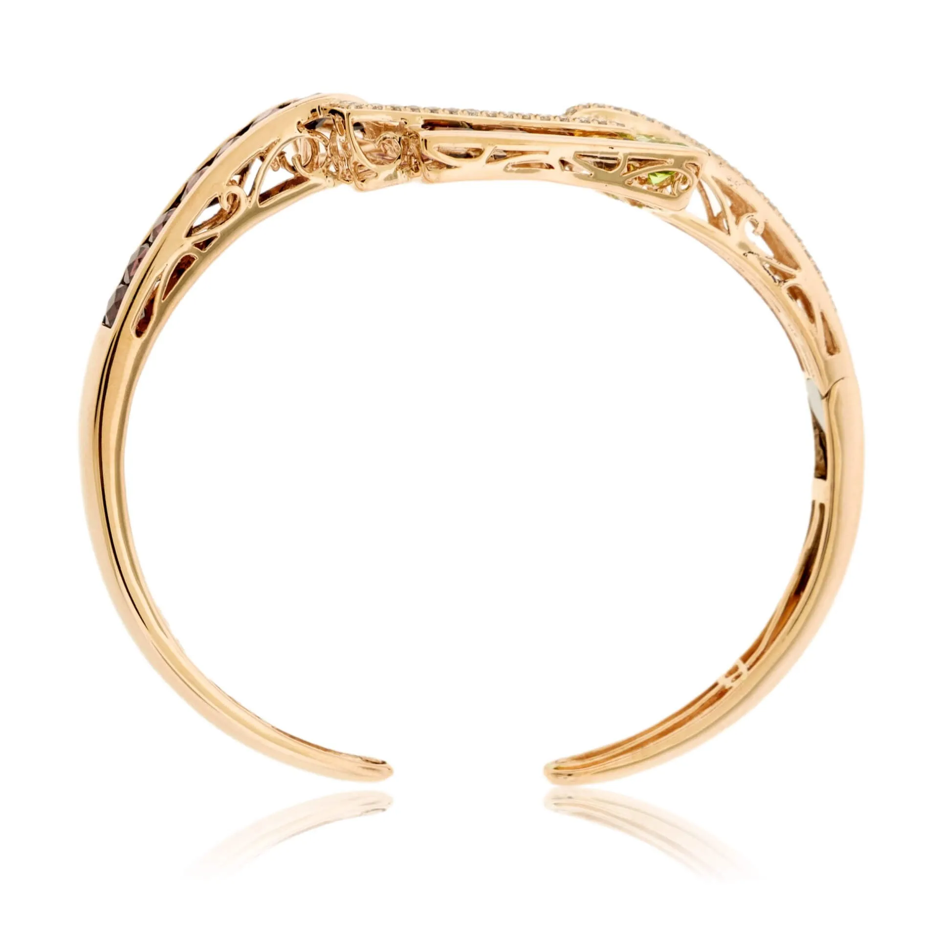 Mixed Gemstone & Diamond Square Flexing Bangle Bracelet