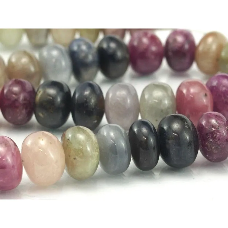 Multi-Colored Sapphire Smooth Rondelles 12mm Strand