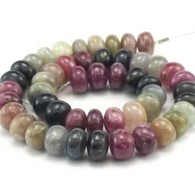 Multi-Colored Sapphire Smooth Rondelles 12mm Strand