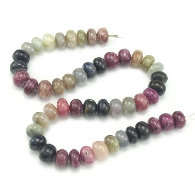 Multi-Colored Sapphire Smooth Rondelles 12mm Strand