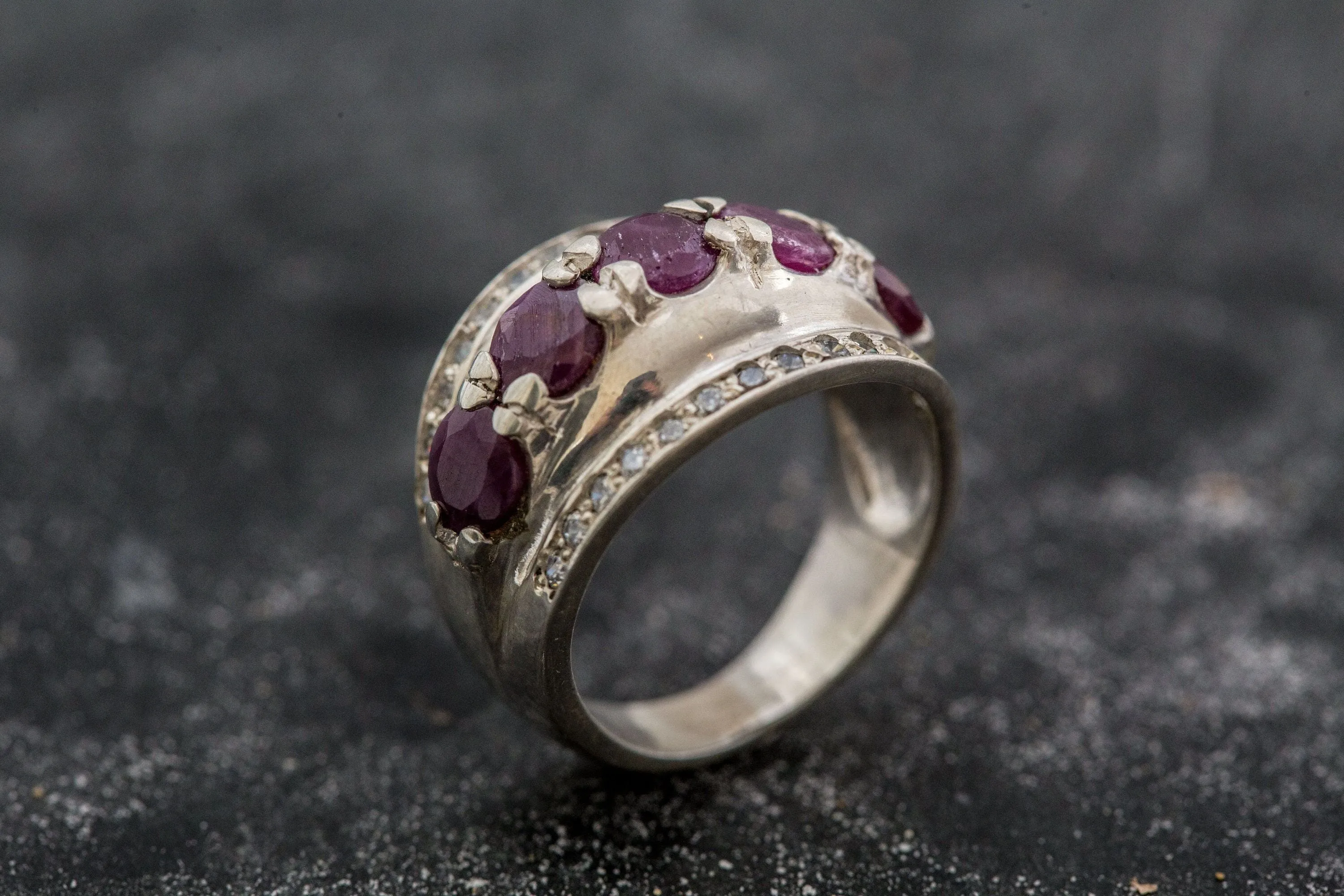 Natural Ruby Ring - Red Dome Ring - Wide Vintage Ring