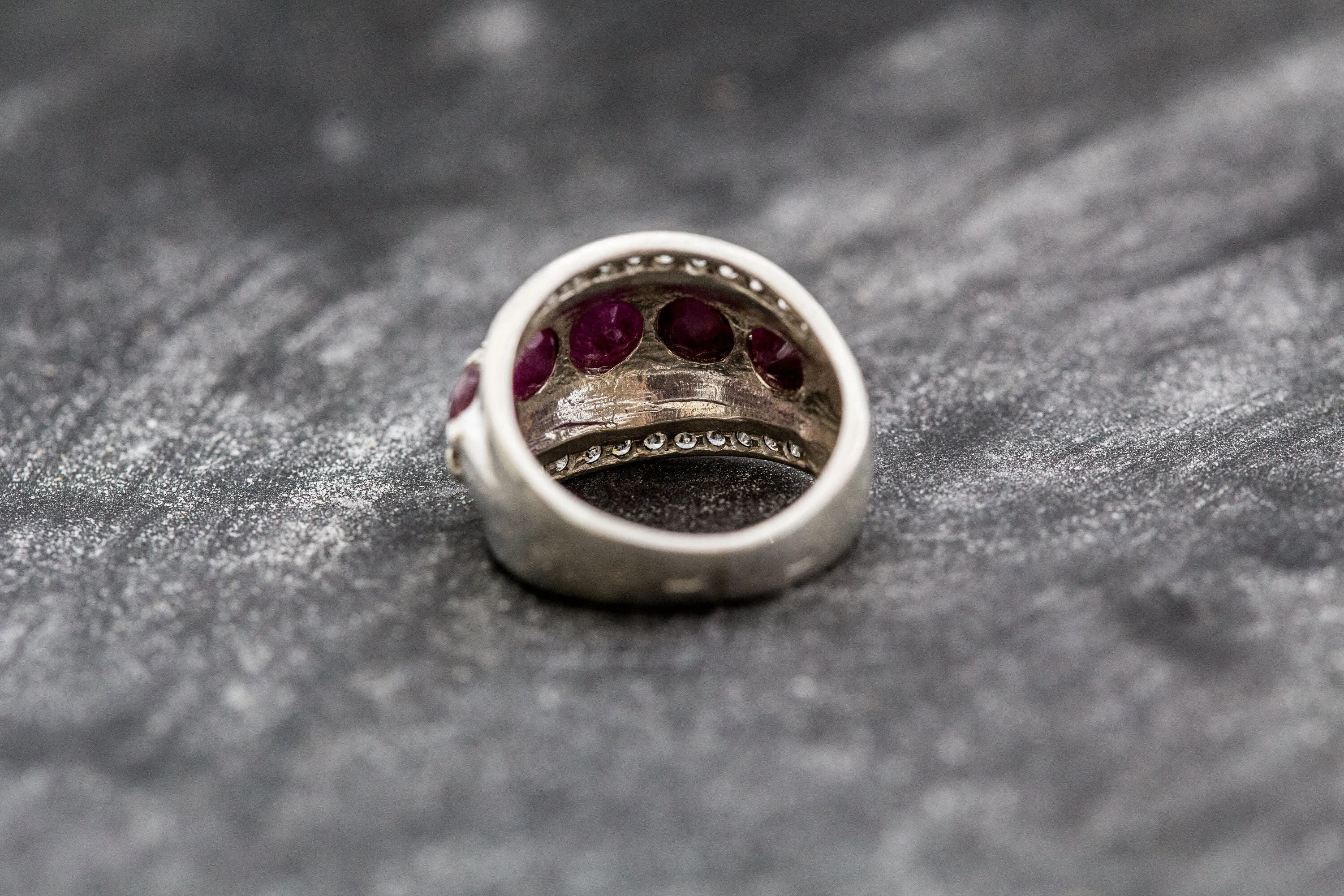 Natural Ruby Ring - Red Dome Ring - Wide Vintage Ring