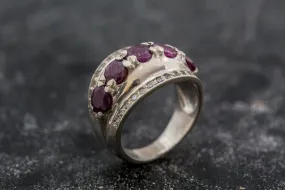 Natural Ruby Ring - Red Dome Ring - Wide Vintage Ring
