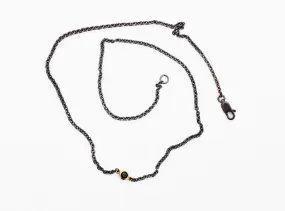 necklace / silver   small gemstone in gold bezel