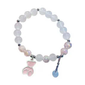 New Cute Bear Matte Crystal Bracelet Night Market Stall Boutique Bracelet Wholesale Gift for Bestie