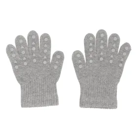 Non-Slip Grip Gloves for Babies and Toddlers - Organic Cotton - Grey Melange